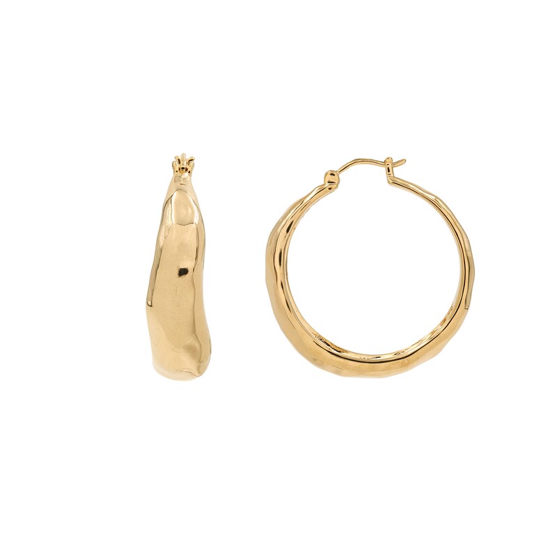 Main Image 3 of HS Edit MOLTEN 18ct Yellow Gold Plated Large Moulded Chunky Hoop Earrings