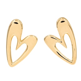HS Edit HEARTS 18ct Yellow Gold Plated Large Abstract Heart Stud Earrings