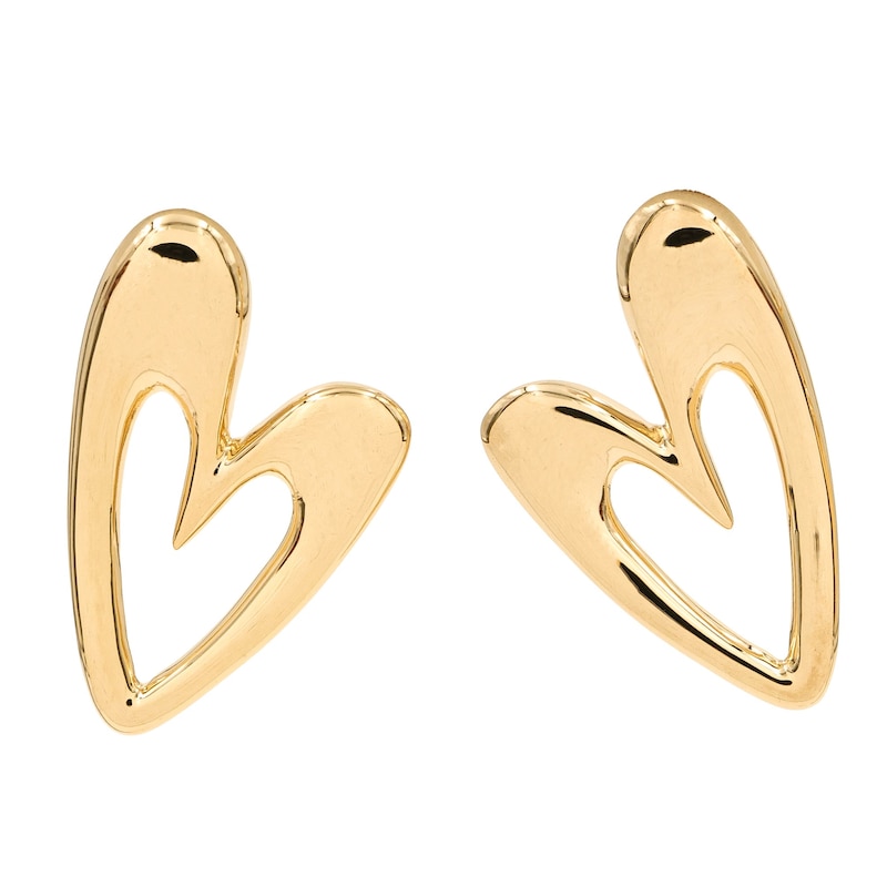 Main Image 1 of HS Edit HEARTS 18ct Yellow Gold Plated Large Abstract Heart Stud Earrings