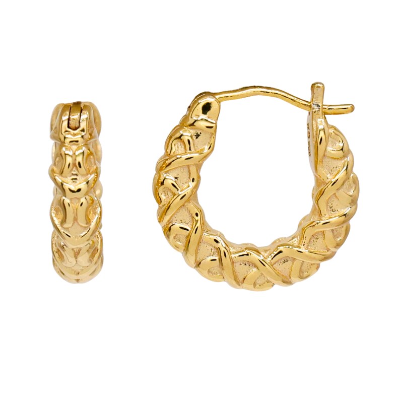 Main Image 1 of HS Edit CHAINS 18ct Yellow Gold Plated Chunky Textured Hoop Earrings