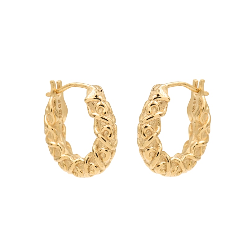 Main Image 2 of HS Edit CHAINS 18ct Yellow Gold Plated Chunky Textured Hoop Earrings