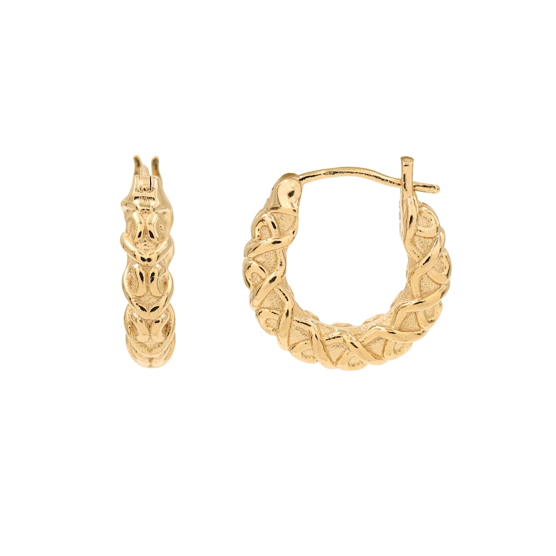 Main Image 3 of HS Edit CHAINS 18ct Yellow Gold Plated Chunky Textured Hoop Earrings