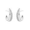 Thumbnail Image 2 of HS Edit TEARDROP Sterling Silver Plate & Cubic Zirconia Chunky Half Hoop Earrings