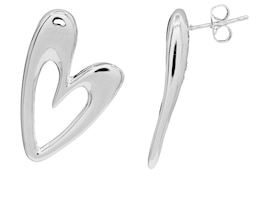 HS Edit HEARTS Sterling Silver Large Abstract Heart Stud Earrings