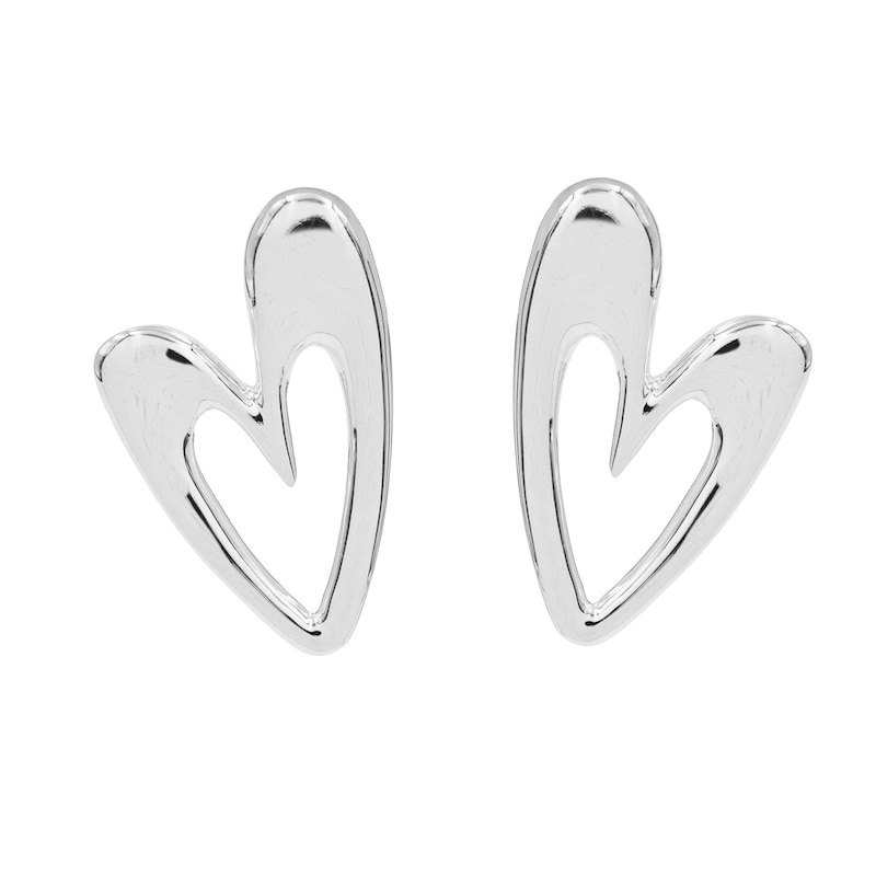 Main Image 1 of HS Edit HEARTS Sterling Silver Plated Abstract Heart Stud Earrings