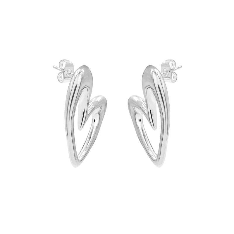 Main Image 2 of HS Edit HEARTS Sterling Silver Plated Abstract Heart Stud Earrings