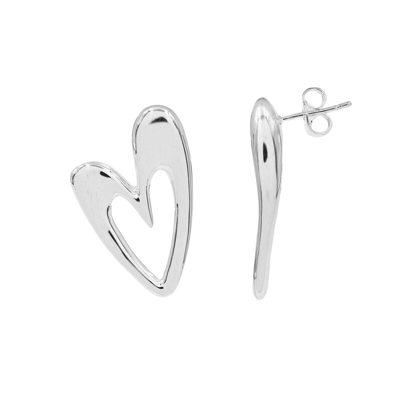 Main Image 3 of HS Edit HEARTS Sterling Silver Plated Abstract Heart Stud Earrings