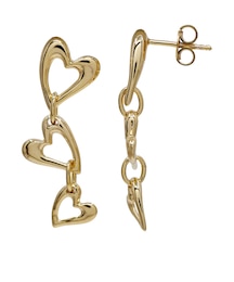 HS Edit HEARTS 18ct Yellow Gold Plated Sterling Silver Abstract Triple Heart Drop Earrings