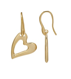 HS Edit HEARTS 18ct Yellow Gold Plated Sterling Silver Abstract Heart Hook Drop Earrings