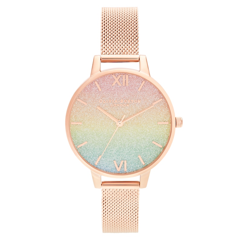Main Image 1 of Olivia Burton Rainbow Glitter Rose Gold Tone Bracelet Watch
