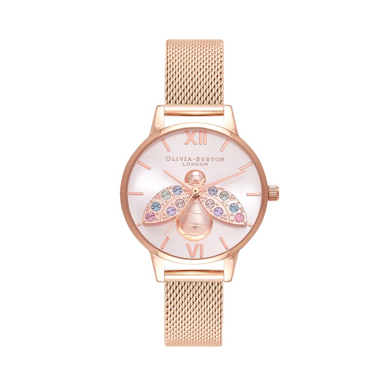 Olivia Burton Rainbow Bee Rose Gold Tone Bracelet Watch