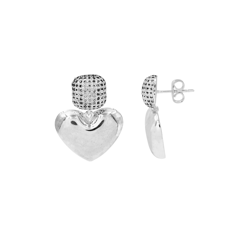 Main Image 3 of HS Edit HEARTS Sterling Silver Plate & Cubic Zirconia Bubble Heart Drop Earrings