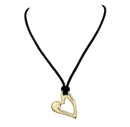 HS Edit HEARTS 18ct Yellow Gold Plated Sterling Silver Abstract Heart Black Cord Necklace