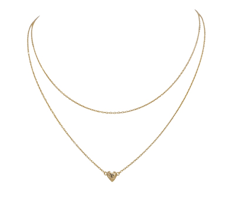 Main Image 1 of HS Edit HEARTS 18ct Yellow Gold Plated Sterling Silver Layered Hammered Heart Necklace