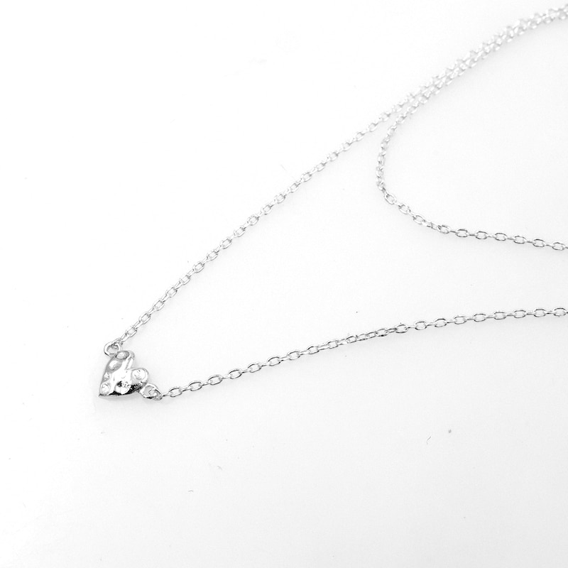 Main Image 2 of HS Edit HEARTS Sterling Silver Layered Hammered Heart Necklace