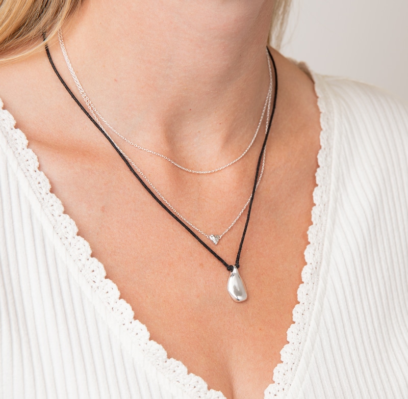 Main Image 4 of HS Edit HEARTS Sterling Silver Layered Hammered Heart Necklace