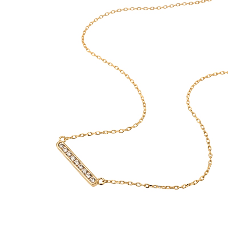 Main Image 2 of HS Edit T-BAR 18ct Yellow Gold Plated Sterling Silver & Cubic Zirconia Accent Bar Necklace