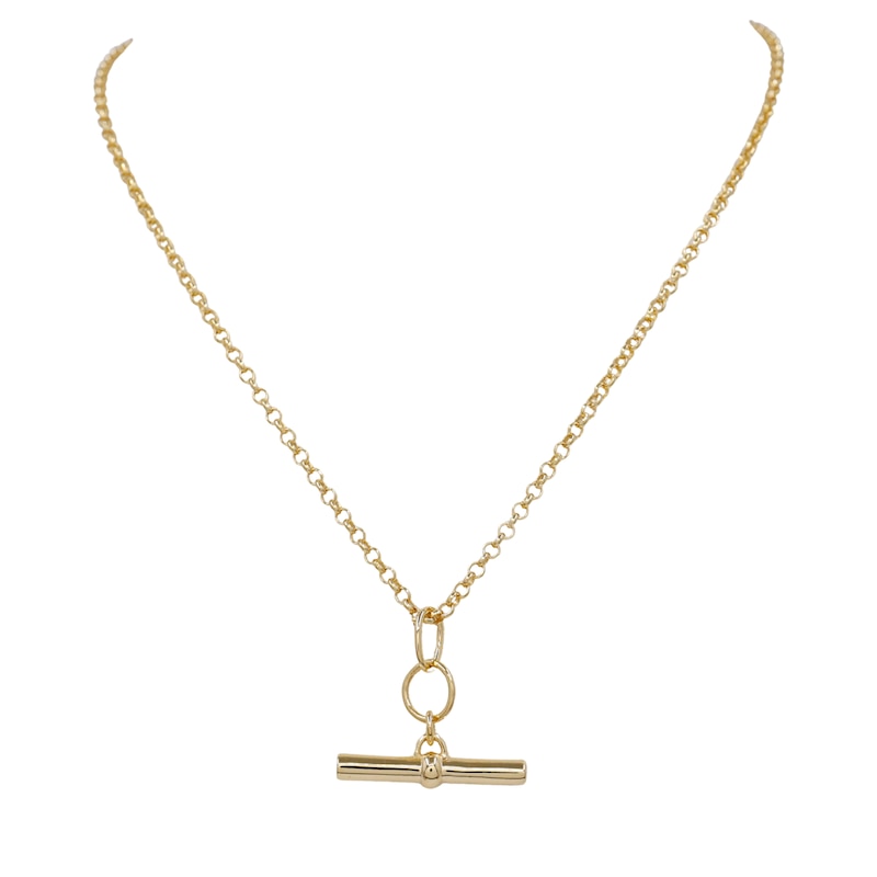Main Image 1 of HS Edit T-BAR 18ct Yellow Gold Plated Sterling Silver Medium T-Bar Necklace