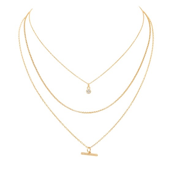 HS Edit T-BAR 18ct Yellow Gold Plated Sterling Silver Three 
