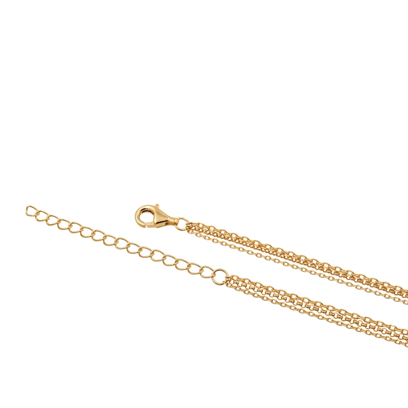 Main Image 3 of HS Edit T-BAR 18ct Yellow Gold Plated Sterling Silver Three Strand Cubic Zirconia T-Bar Necklace