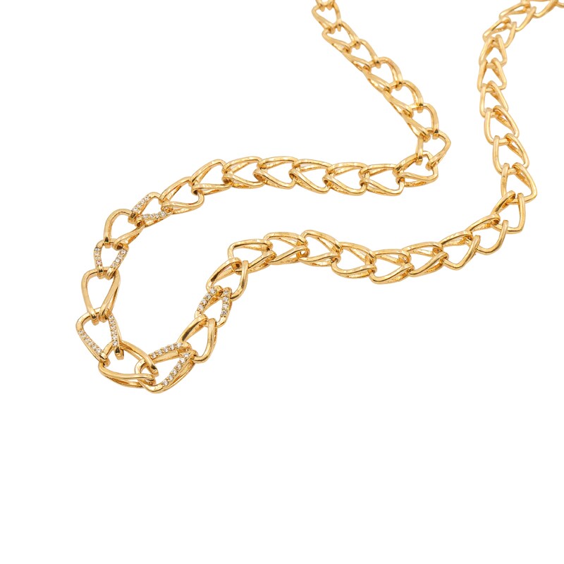 Main Image 3 of HS Edit CHAINS 18ct Yellow Gold Plate & Cubic Zirconia Large Link Chain Necklace
