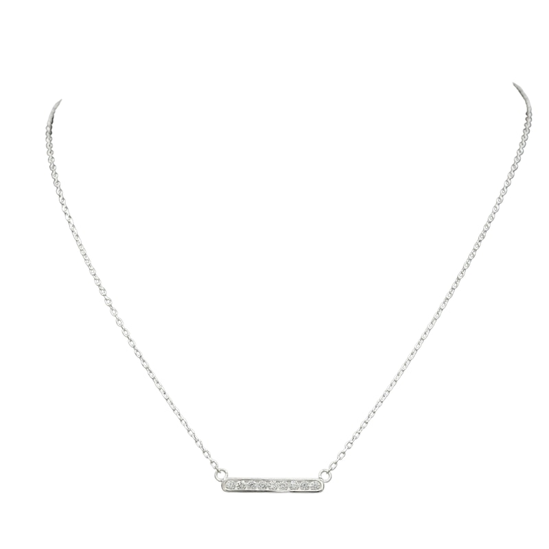 Main Image 1 of HS Edit T-BAR Sterling Silver & Cubic Zirconia Accent Bar Necklace