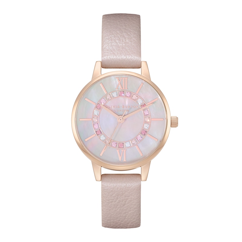 Olivia Burton Sparkle Wonderland Pink Leather Strap Watch | H.Samuel