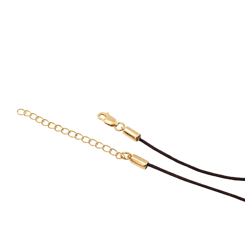 Main Image 3 of HS Edit MOLTEN 18ct Yellow Gold Plated Sterling Silver Moulded Pebble Brown Cord Pendant Necklace