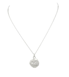 HS Edit MOLTEN Sterling Silver Moulded Coin Disc Pendant Necklace