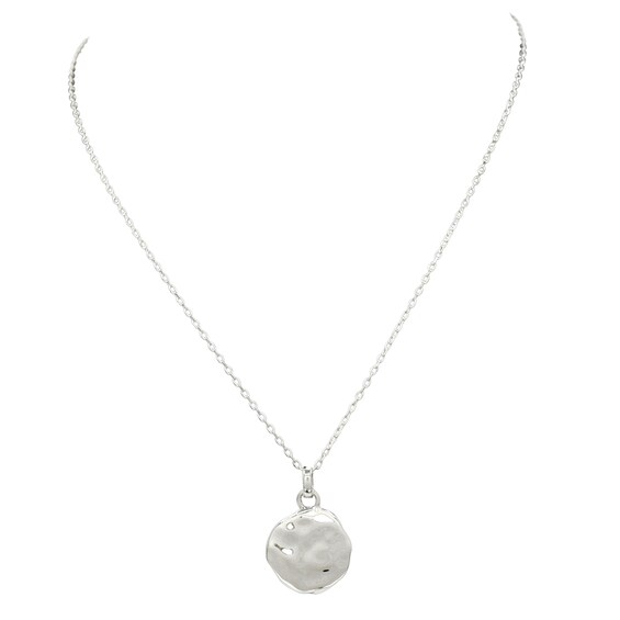 HS Edit MOLTEN Sterling Silver Moulded Coin Disc Pendant Nec