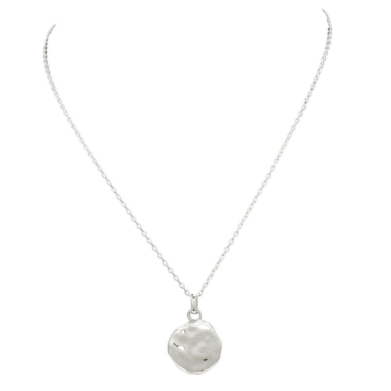 Main Image 1 of HS Edit MOLTEN Sterling Silver Moulded Coin Disc Pendant Necklace