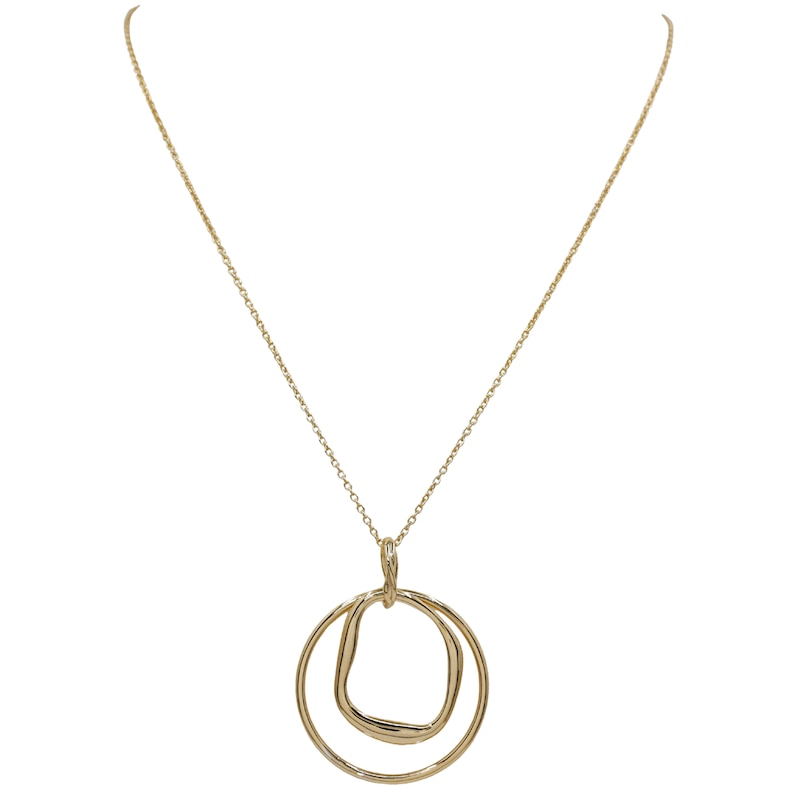 Main Image 1 of HS Edit MOLTEN 18ct Yellow Gold Plated Sterling Silver Large Double Moulded Circle Pendant