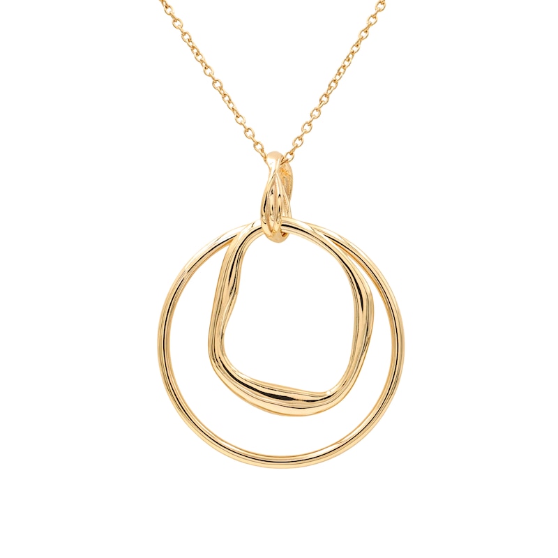Main Image 2 of HS Edit MOLTEN 18ct Yellow Gold Plated Sterling Silver Large Double Moulded Circle Pendant