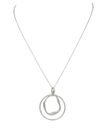 HS Edit MOLTEN Sterling Silver Plated Large Double Abstract Moulded Circle Pendant Necklace