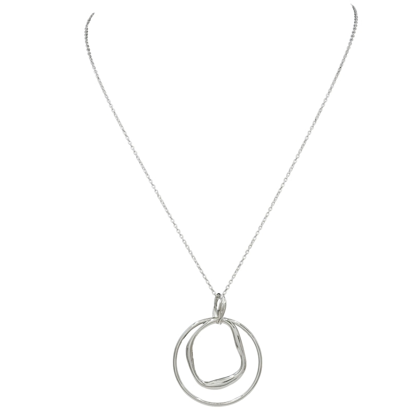 Main Image 1 of HS Edit MOLTEN Sterling Silver Plated Large Double Abstract Moulded Circle Pendant Necklace