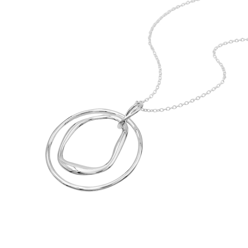 Main Image 3 of HS Edit MOLTEN Sterling Silver Plated Large Double Abstract Moulded Circle Pendant Necklace