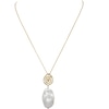 Thumbnail Image 1 of HS Edit MOLTEN 18ct Yellow Gold Plated Sterling Silver Moulded Swirl Baroque Pearl Pendant Necklace