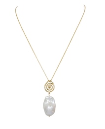 HS Edit MOLTEN 18ct Yellow Gold Plated Sterling Silver Moulded Swirl Baroque Pearl Pendant Necklace