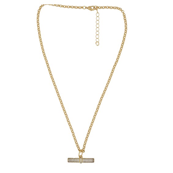 HS Edit T-BAR 18ct Yellow Gold Plated Large Cubic Zirconia T