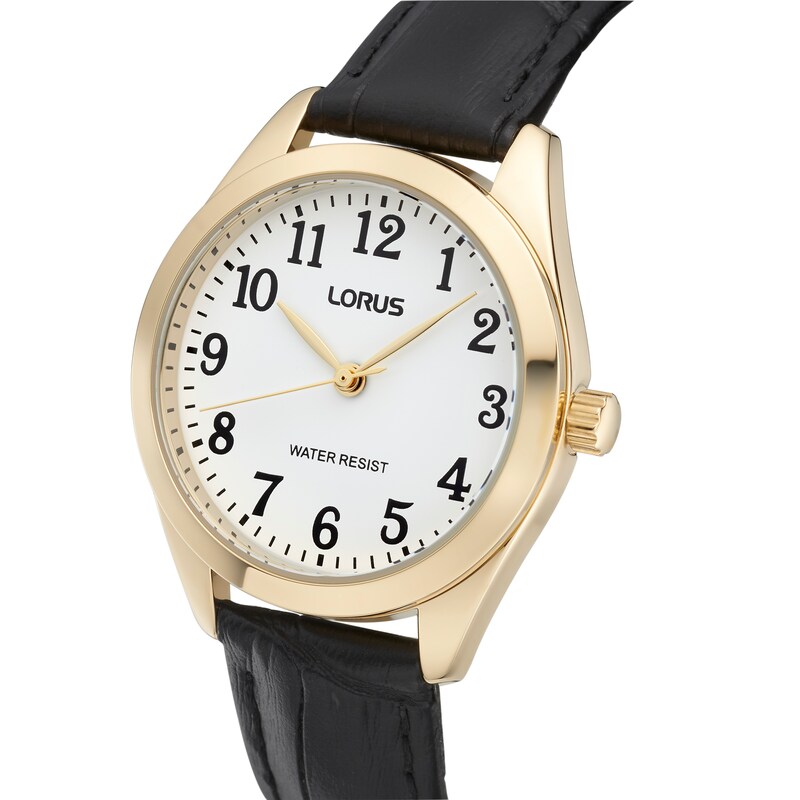 Main Image 2 of Lorus Dress Ladies' Gold Tone Case Black Leather Strap Watch