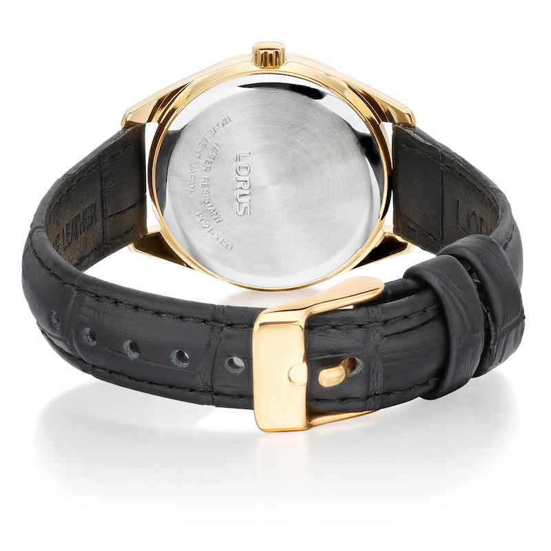 Lorus Dress Ladies' Gold Tone Case Black Leather Strap Watch