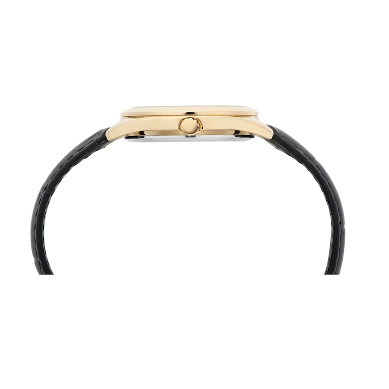 Lorus Dress Ladies' Gold Tone Case Black Leather Strap Watch