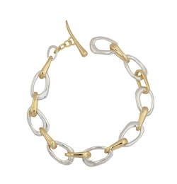 HS Edit ORGANIC Sterling Silver & 18ct Yellow Gold Plated Large Organic Link T-Bar Bracelet