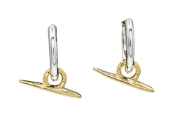 HS Edit ORGANIC 18ct Yellow Gold Plate & Sterling Silver Organic T-Bar Hoop Earrings