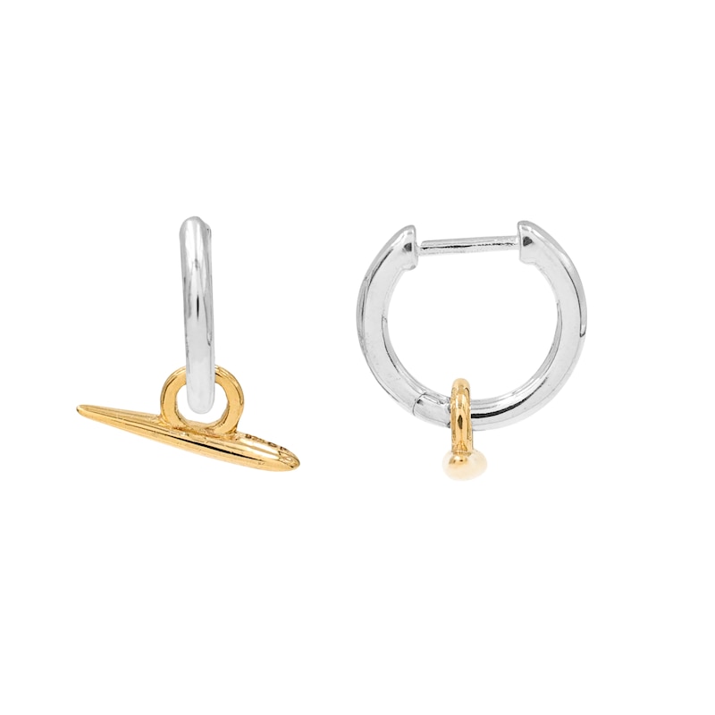Main Image 3 of HS Edit ORGANIC 18ct Yellow Gold Plate & Sterling Silver Organic T-Bar Hoop Earrings
