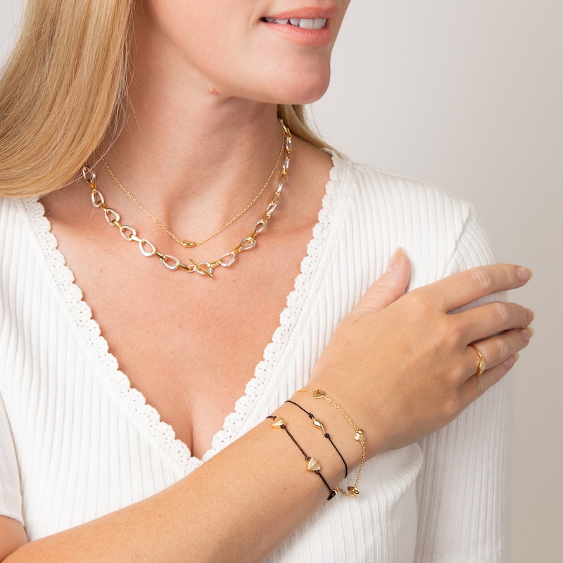 Main Image 5 of HS Edit ORGANIC Sterling Silver & 18ct Yellow Gold Plated Large Organic Link T-Bar Necklace