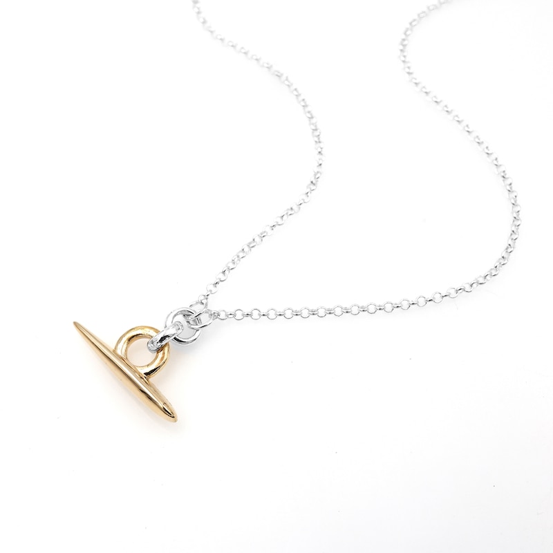 Main Image 2 of HS Edit ORGANIC 18ct Yellow Gold Plate & Sterling Silver Organic T-Bar Pendant Necklace