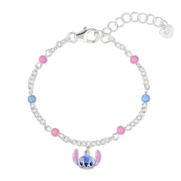 Disney Stitch Sterling Silver Pink & Blue Charm Bracelet