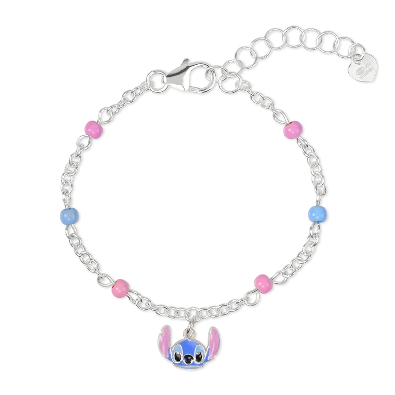 Main Image 1 of Disney Stitch Sterling Silver Pink & Blue Charm Bracelet