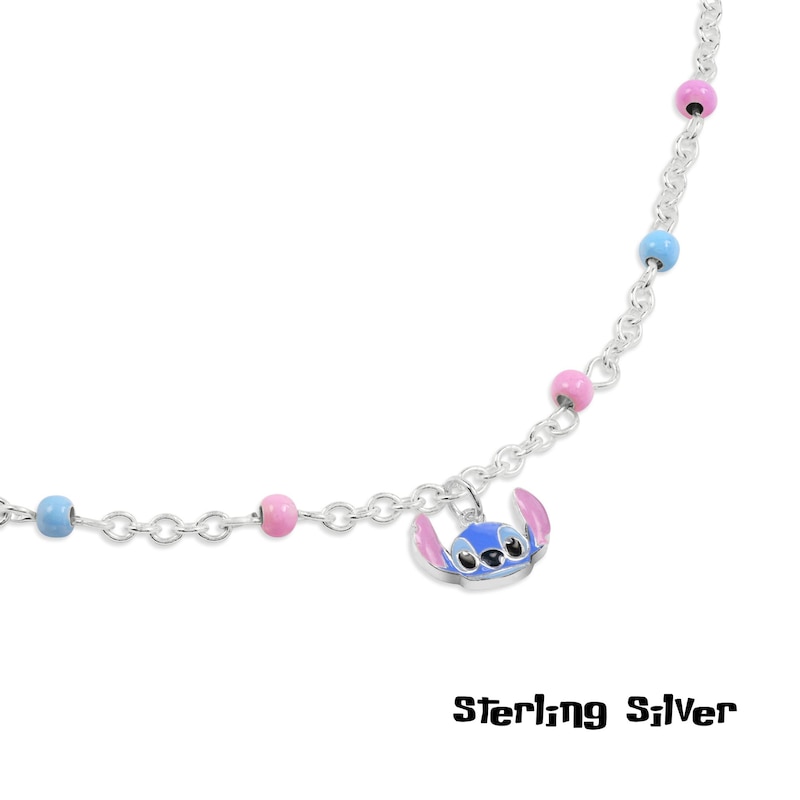 Main Image 2 of Disney Stitch Sterling Silver Pink & Blue Charm Bracelet